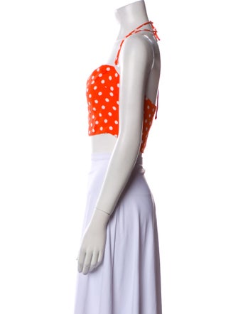 Reformation Polka Dot Print Square Neckline Crop Top