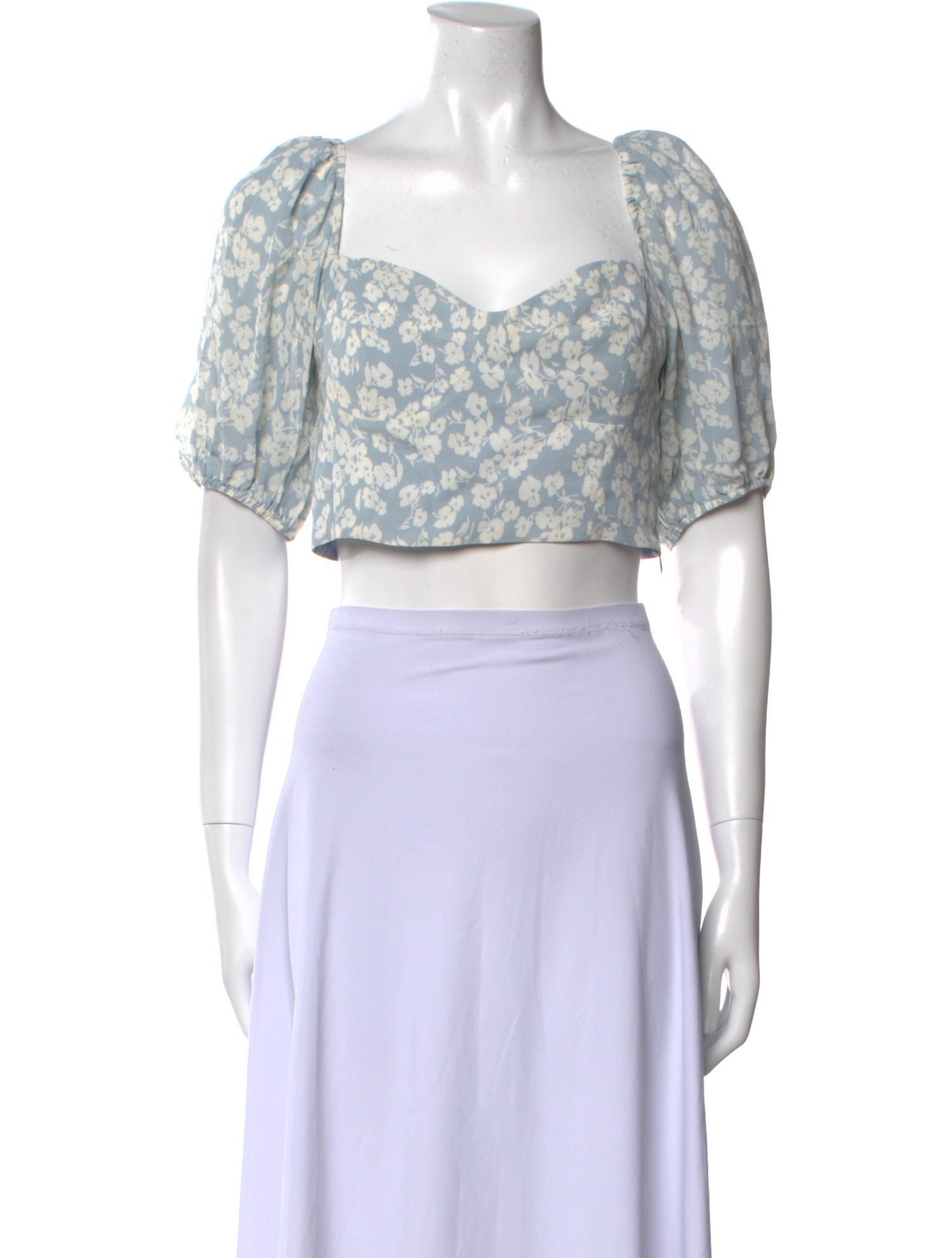 Reformation Floral Print Square Neckline Crop Top