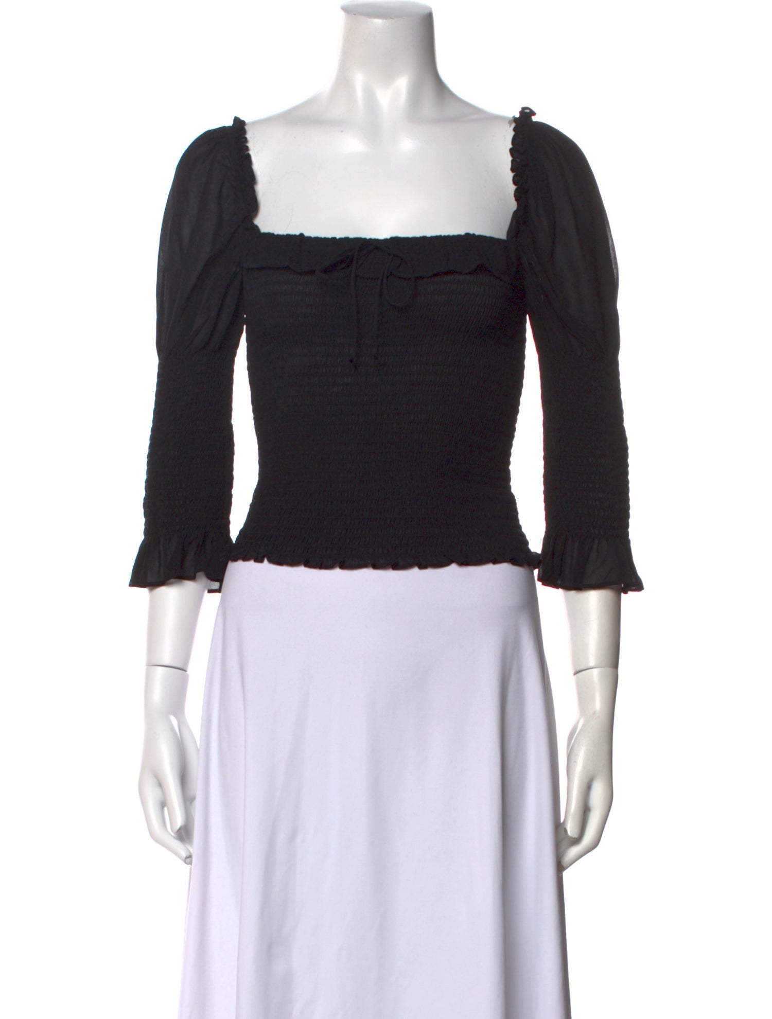 Reformation Square Neckline Three-Quarter Sleeve Crop Top