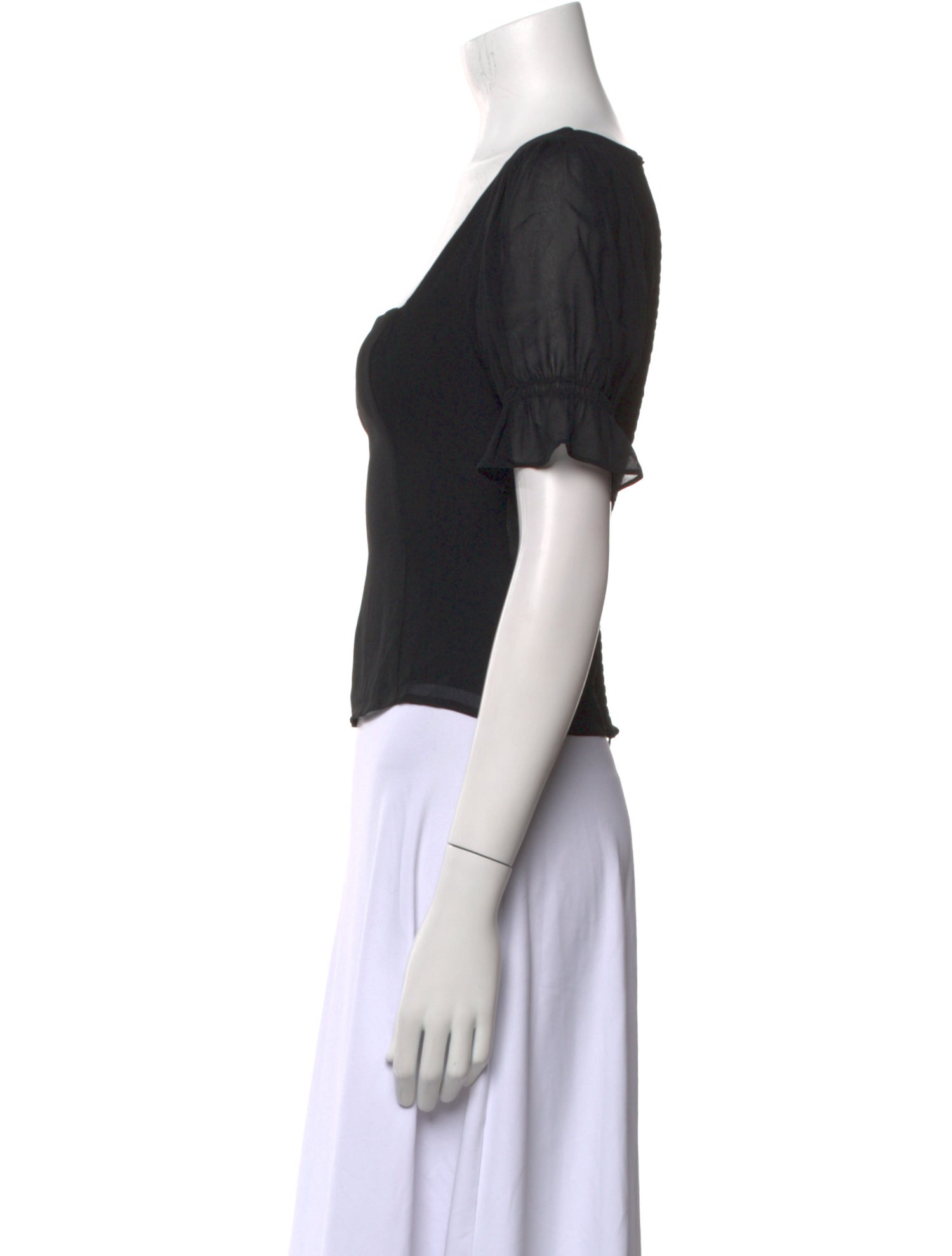 Reformation Square Neckline Short Sleeve Crop Top