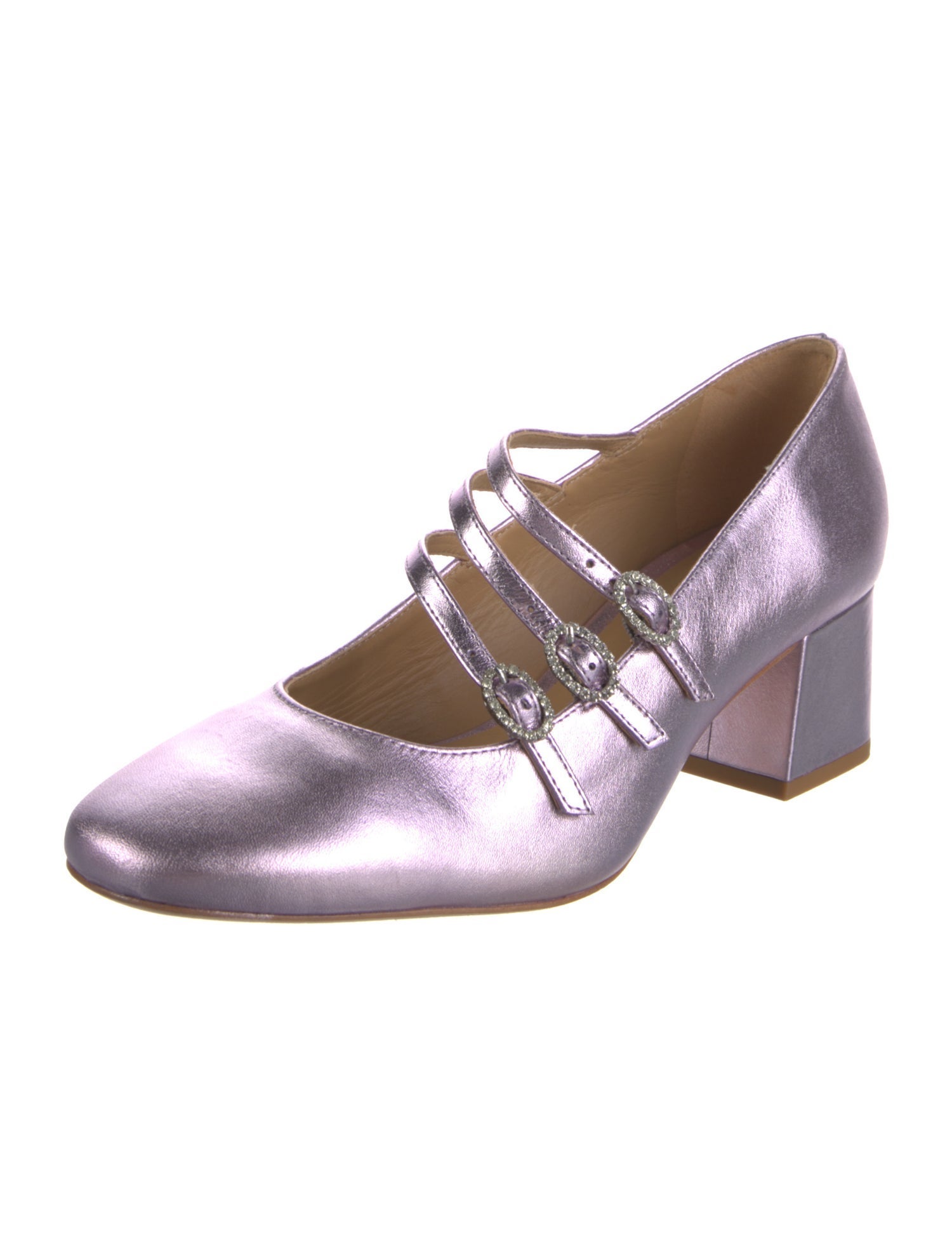 Reformation Leather Crystal Embellishments T-Strap Pumps