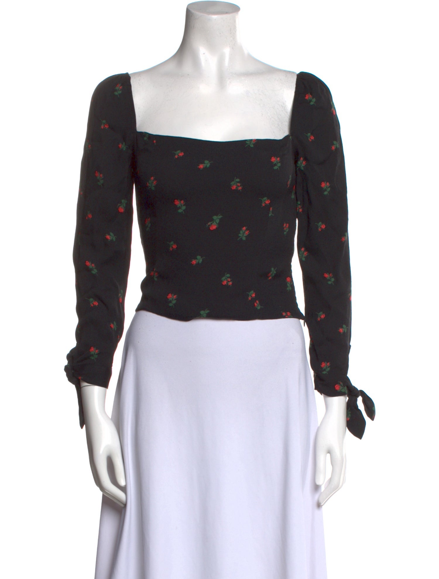 Reformation Floral Print Square Neckline Crop Top