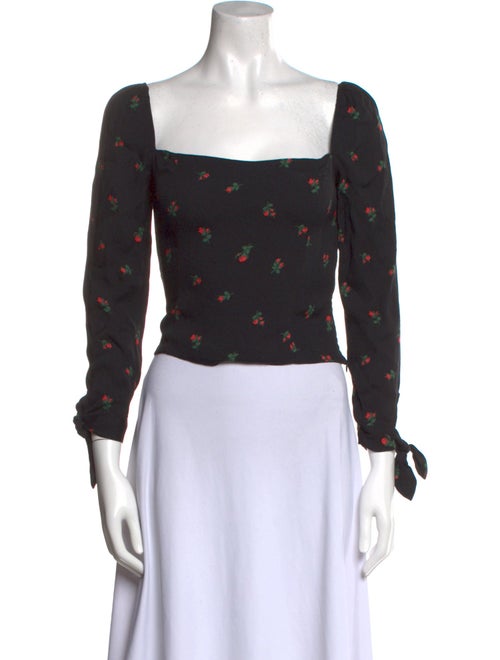 Reformation Floral Print Square Neckline Crop Top