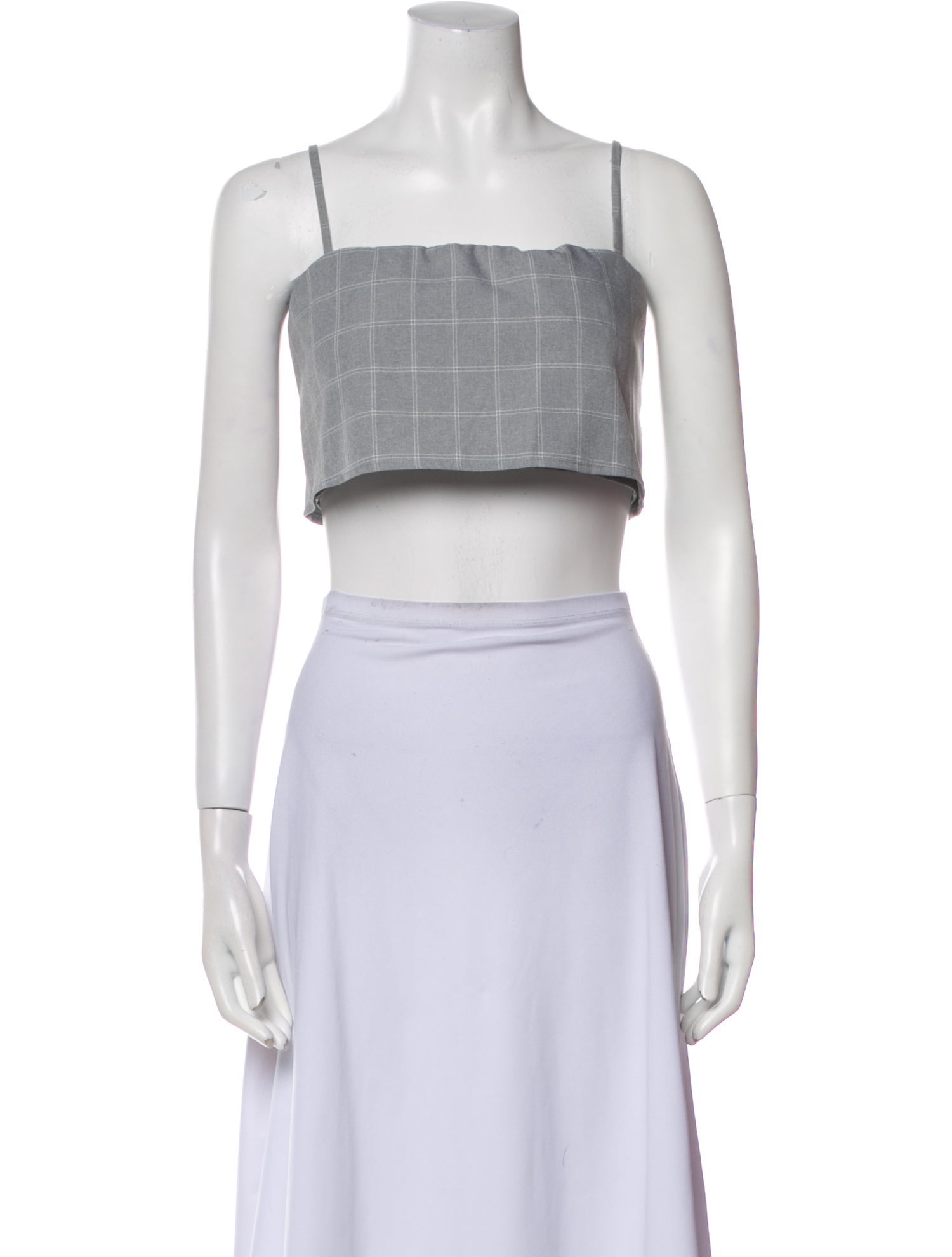 Reformation Plaid Print Square Neckline Crop Top