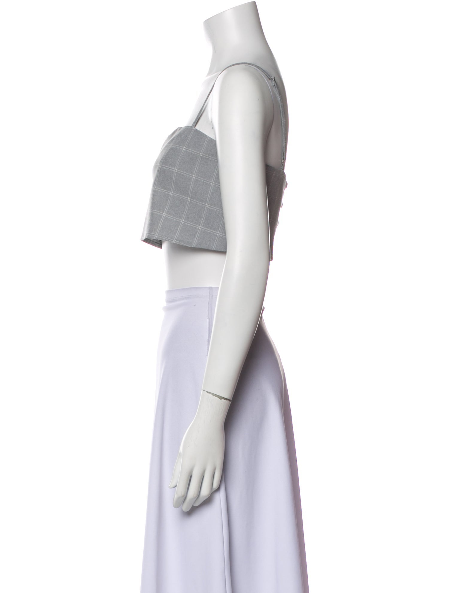 Reformation Plaid Print Square Neckline Crop Top