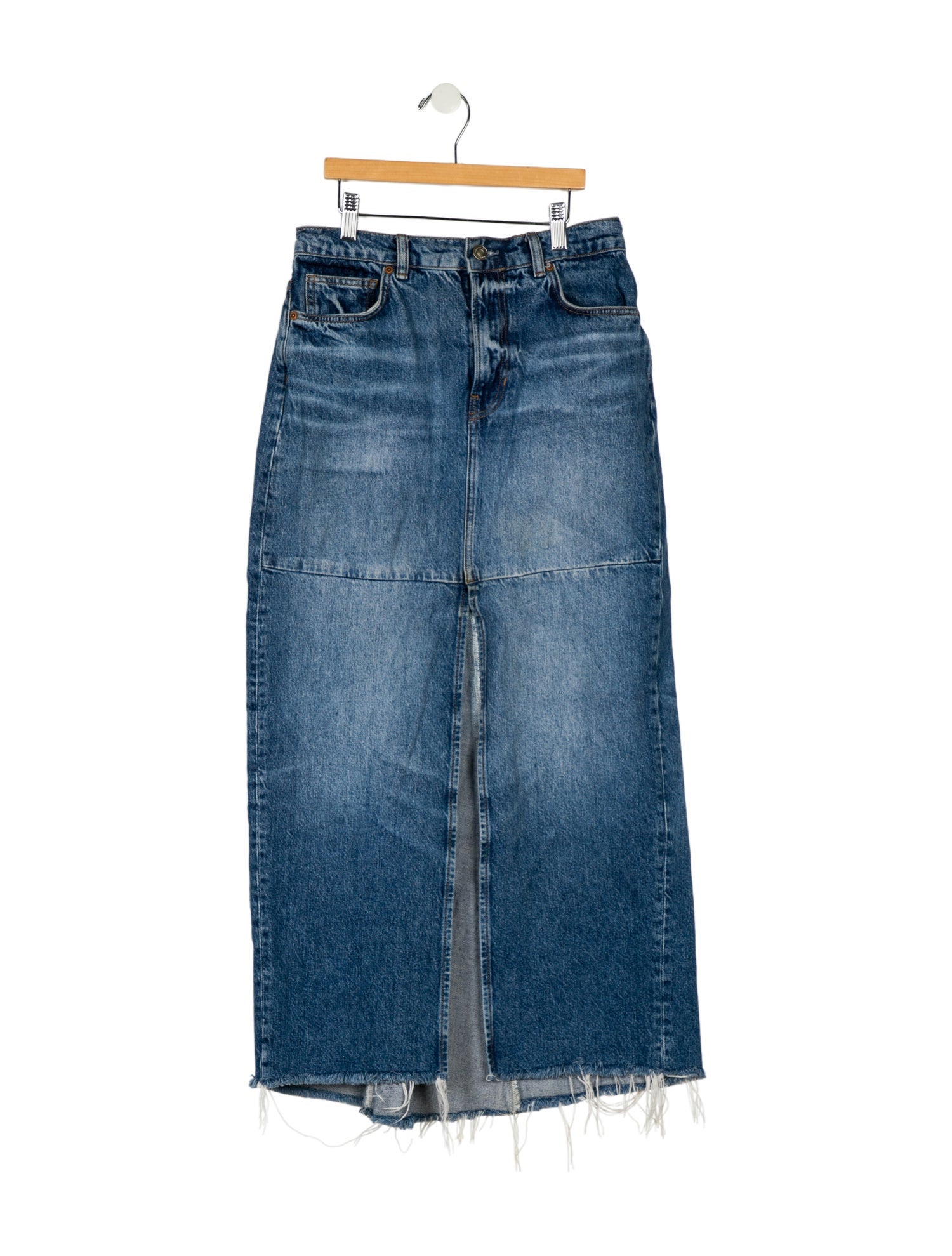 Reformation Raw-Edge Trim Midi Length Skirt