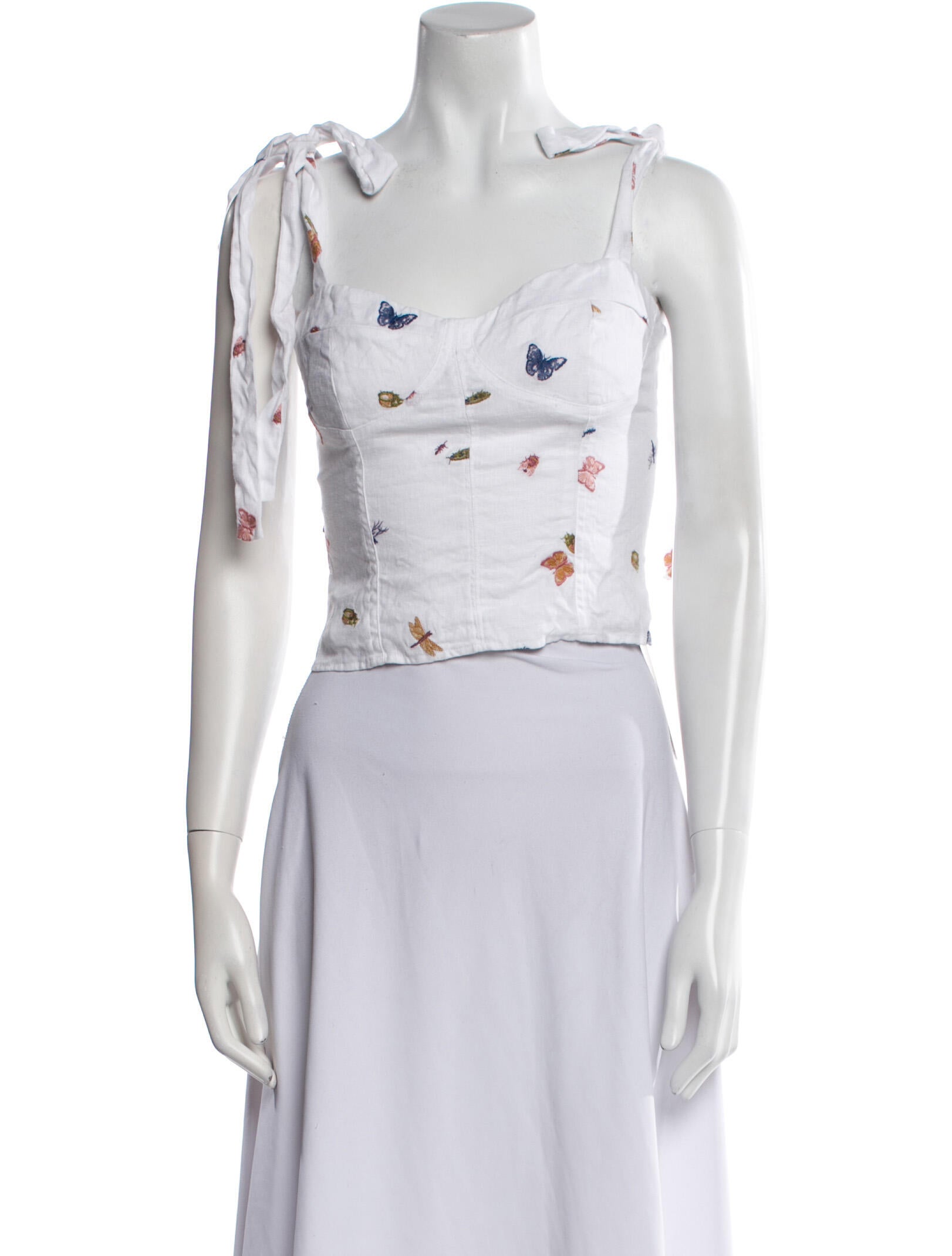 Reformation Linen Floral Print Crop Top