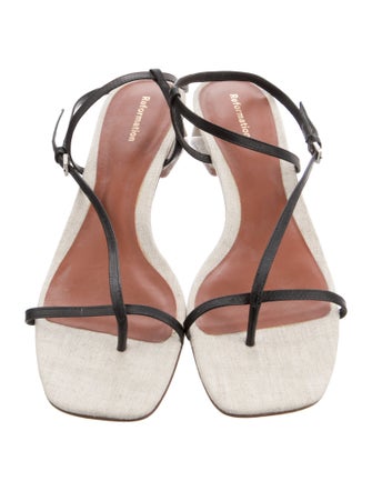 Reformation Leather Cutout Accent T-Strap Sandals