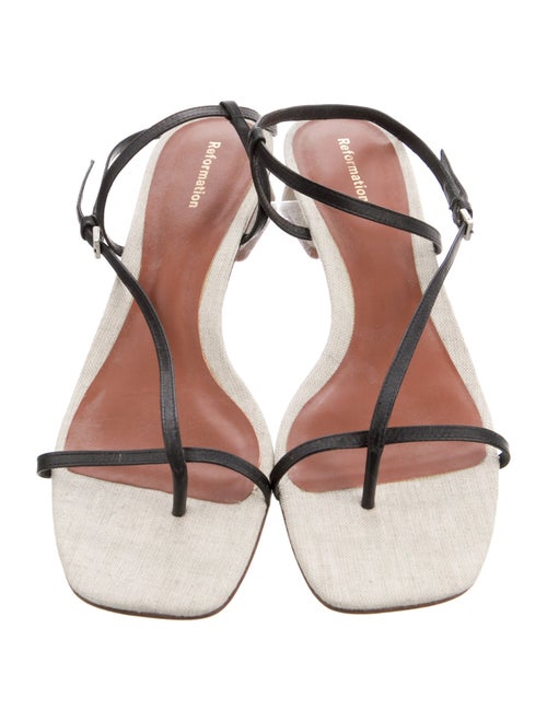 Reformation Leather Cutout Accent T-Strap Sandals
