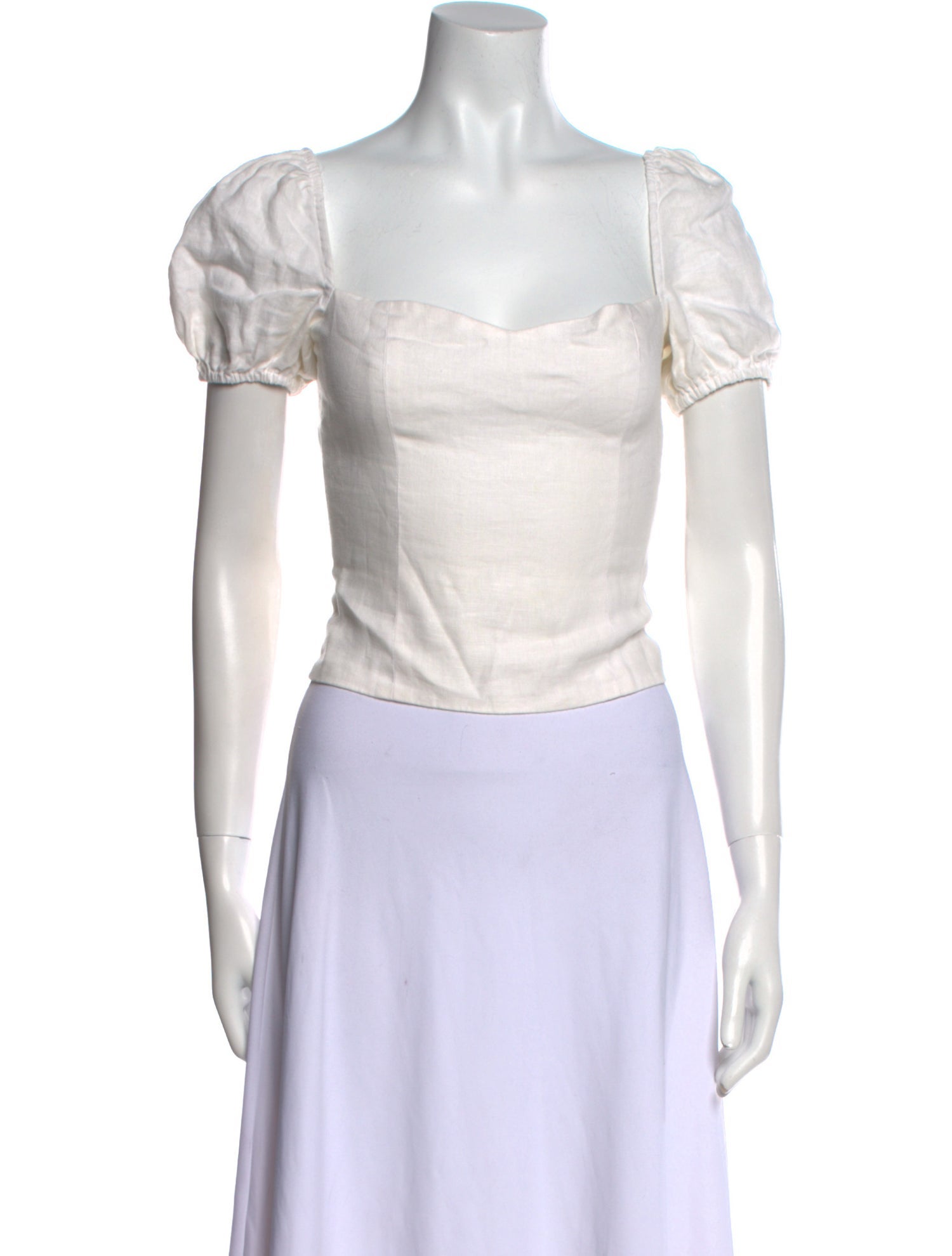 Reformation Square Neckline Short Sleeve Crop Top