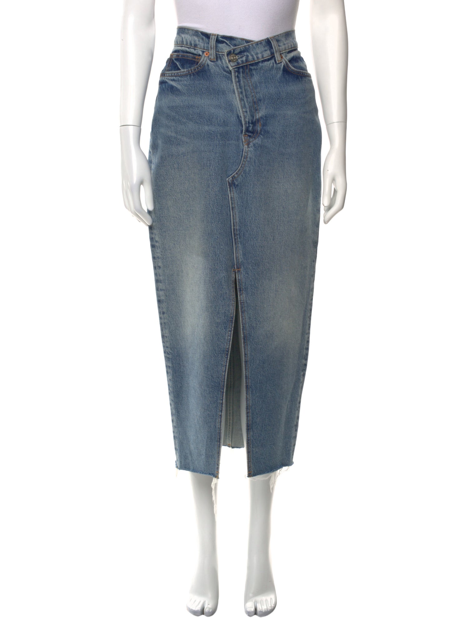 Reformation Distressed Accents Midi Length Skirt