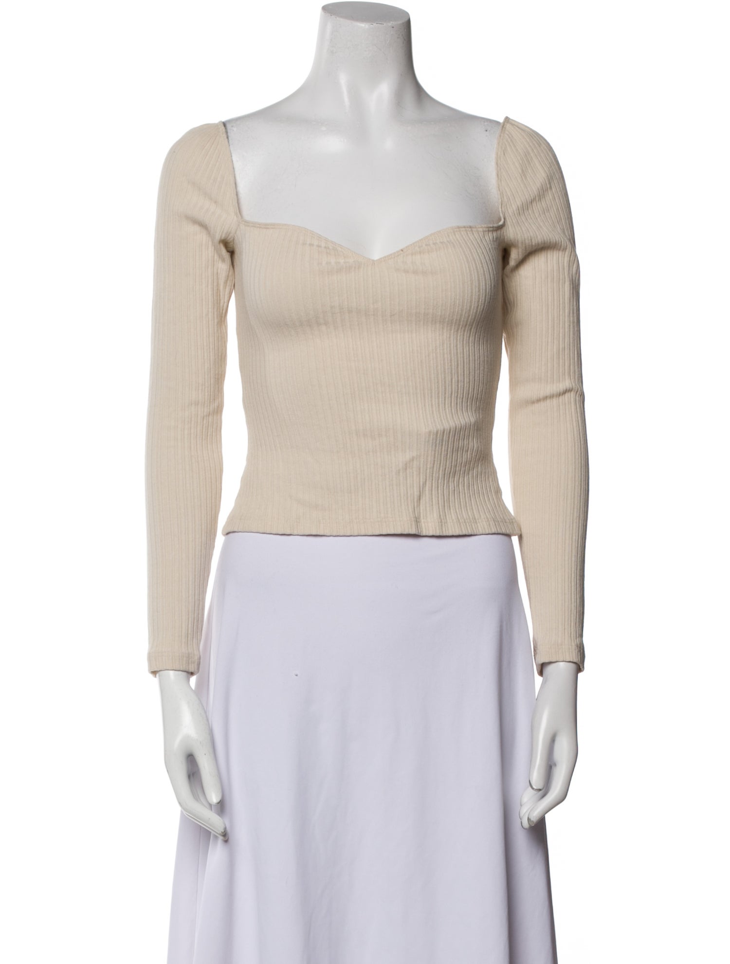 Reformation Square Neckline Long Sleeve Crop Top
