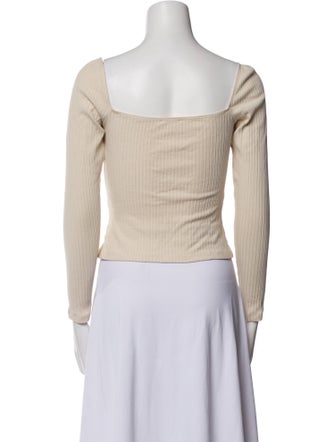 Reformation Square Neckline Long Sleeve Crop Top