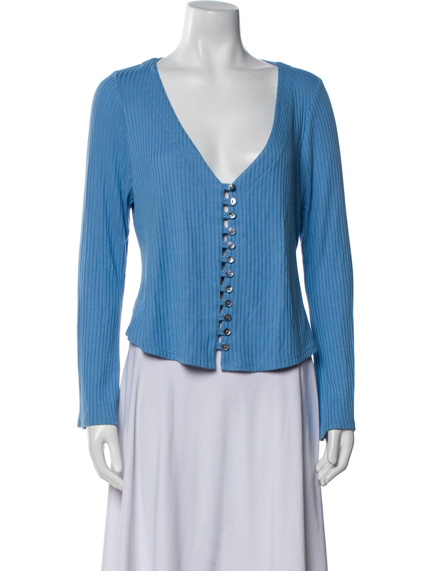 Reformation V-Neck Long Sleeve Blouse