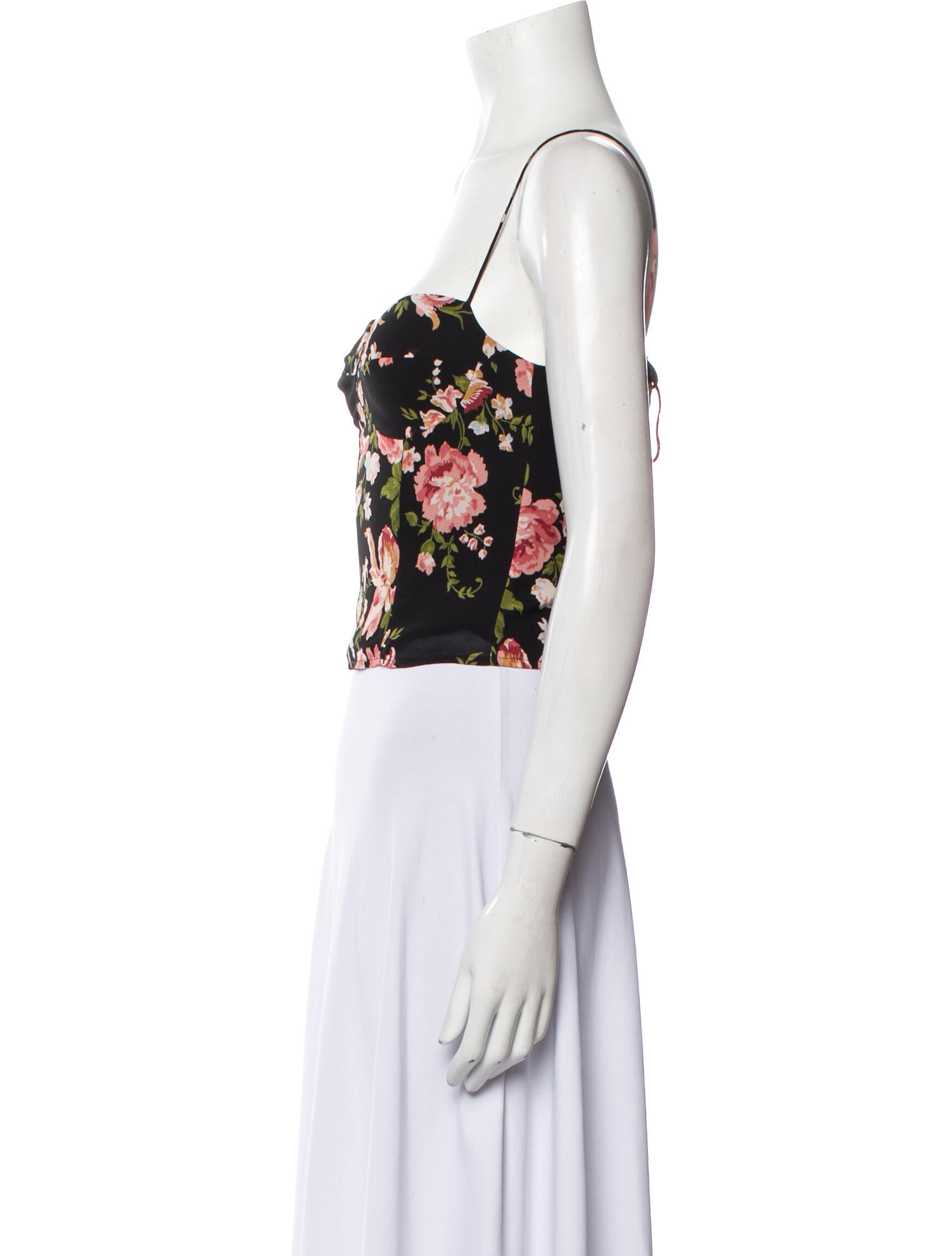 Reformation Floral Print Square Neckline Crop Top