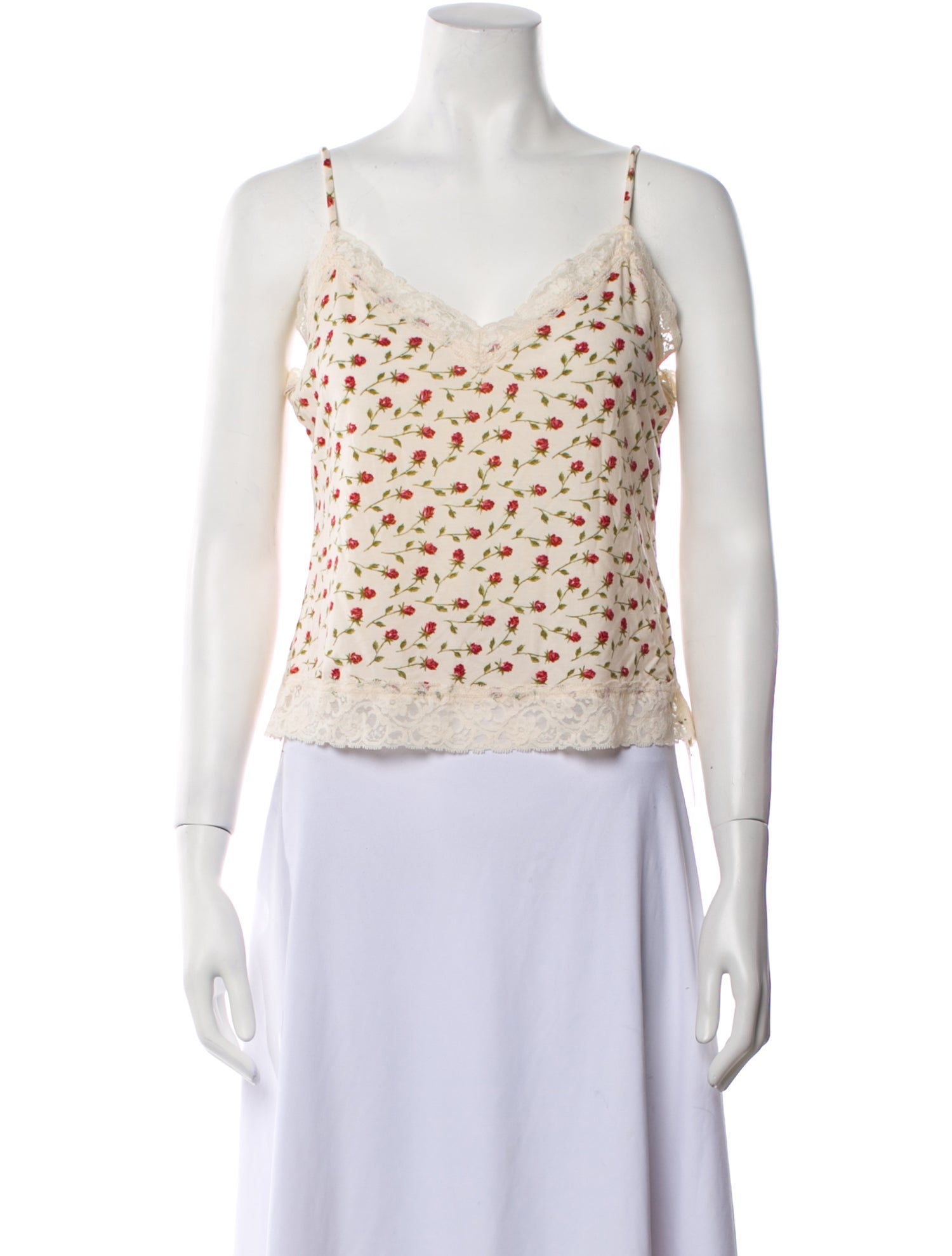 Reformation Floral Print V-Neck Crop Top