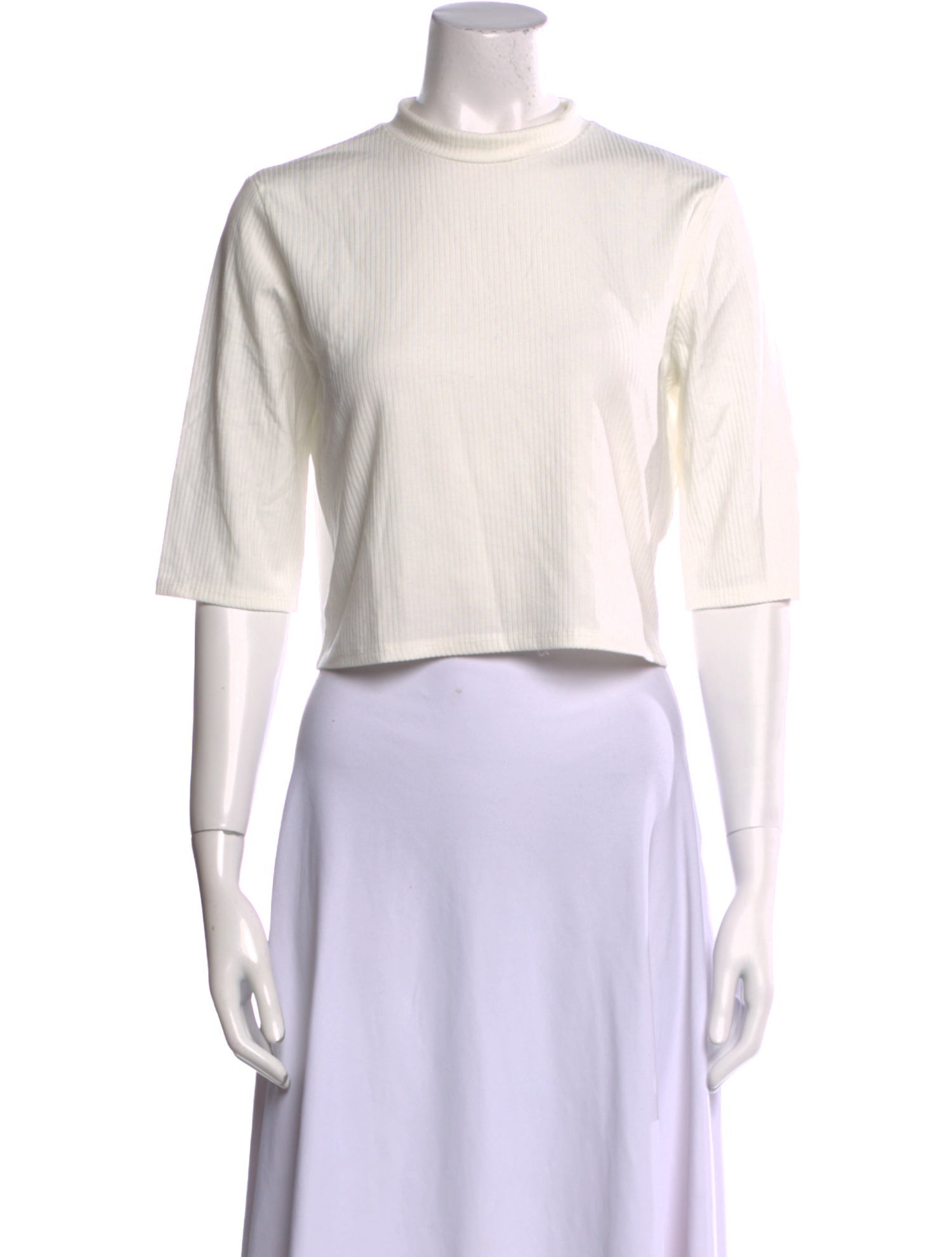 Reformation Mock Neck Three-Quarter Sleeve Crop Top