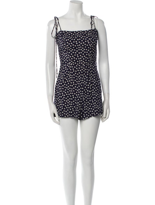 Reformation Floral Print Square Neckline Romper