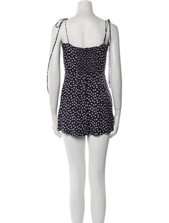 Reformation Floral Print Square Neckline Romper