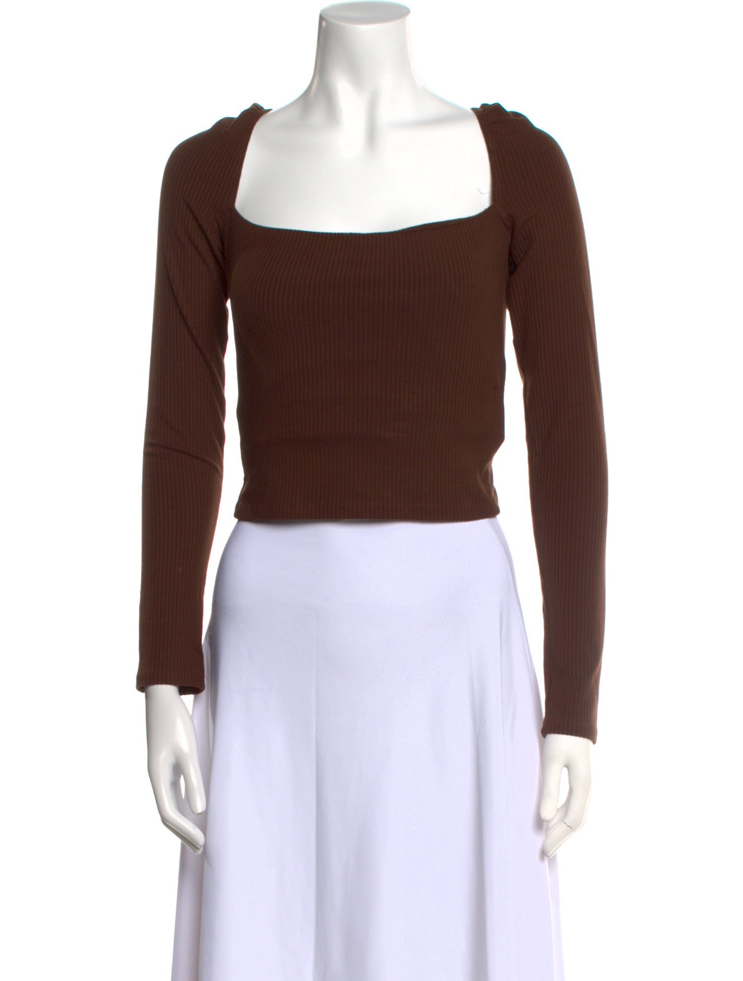 Reformation Square Neckline Long Sleeve Crop Top