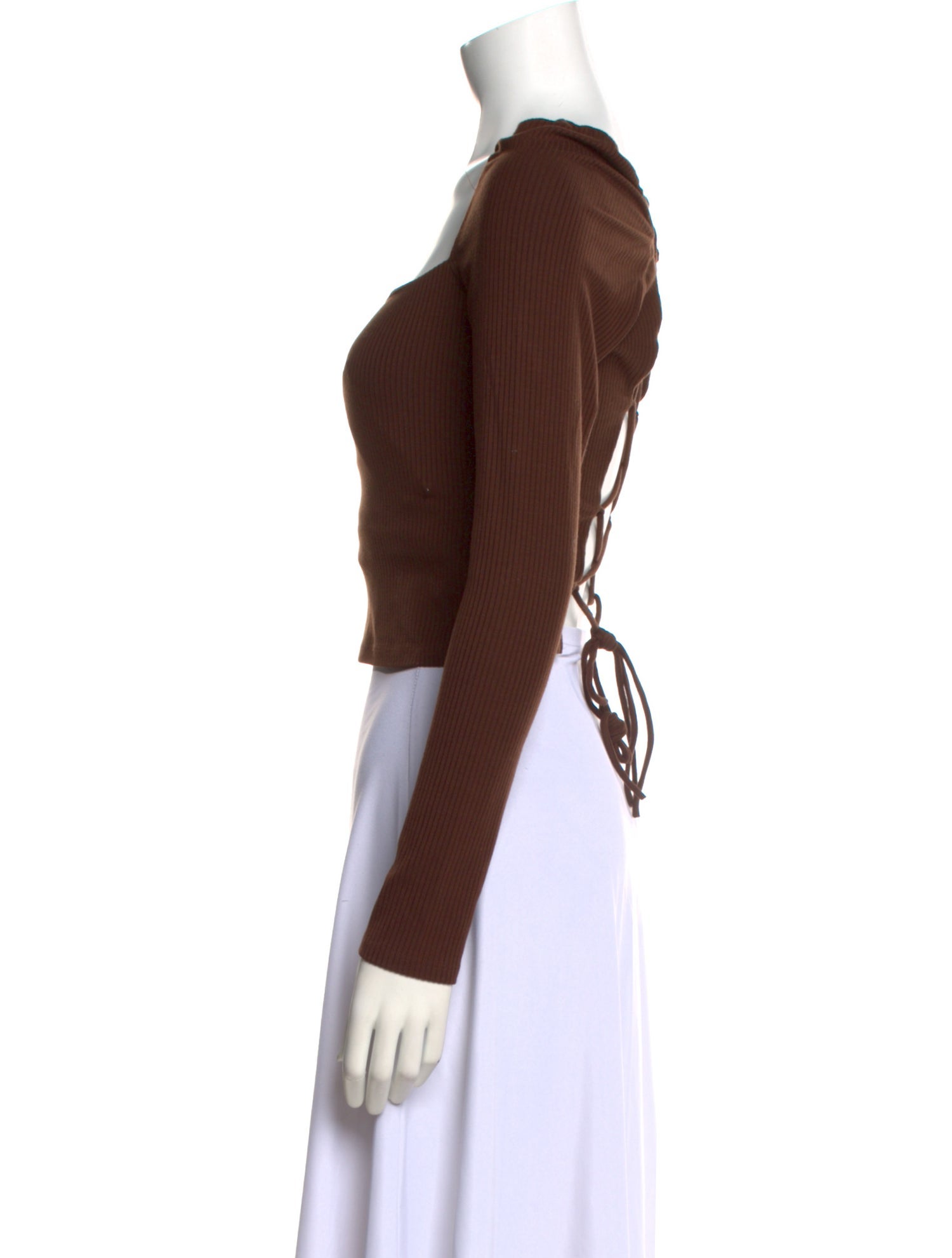 Reformation Square Neckline Long Sleeve Crop Top