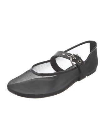Reformation Mesh Leather Trim Embellishment Mary Jane Flats