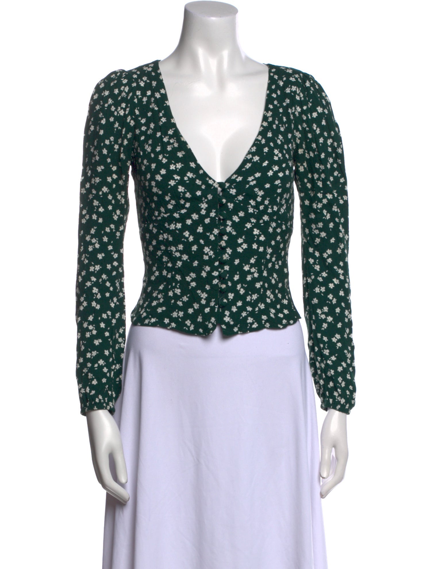 Reformation Printed V-Neck Crop Top