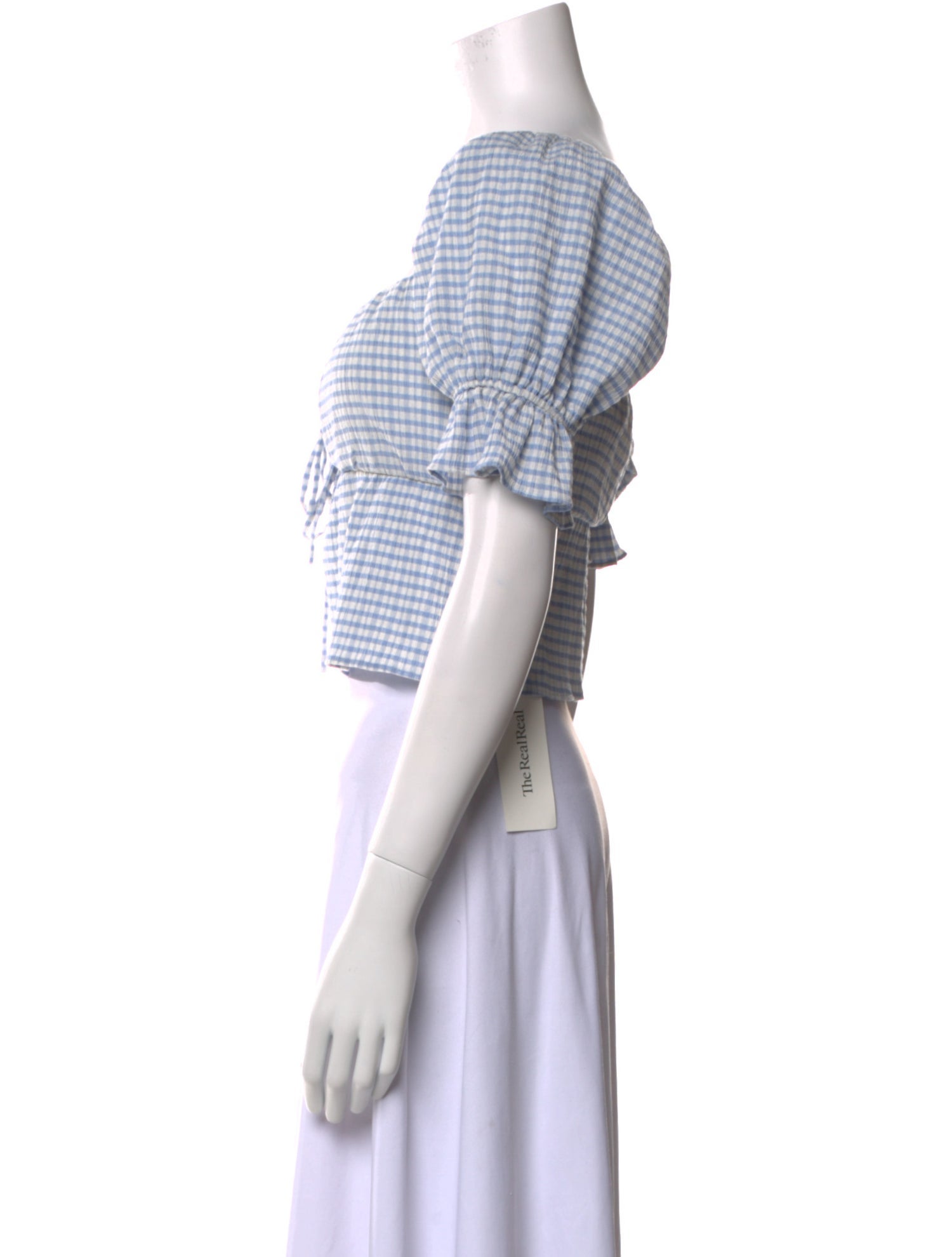 Reformation Plaid Print Square Neckline Crop Top