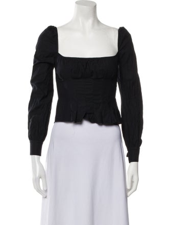 Reformation Square Neckline Long Sleeve Crop Top