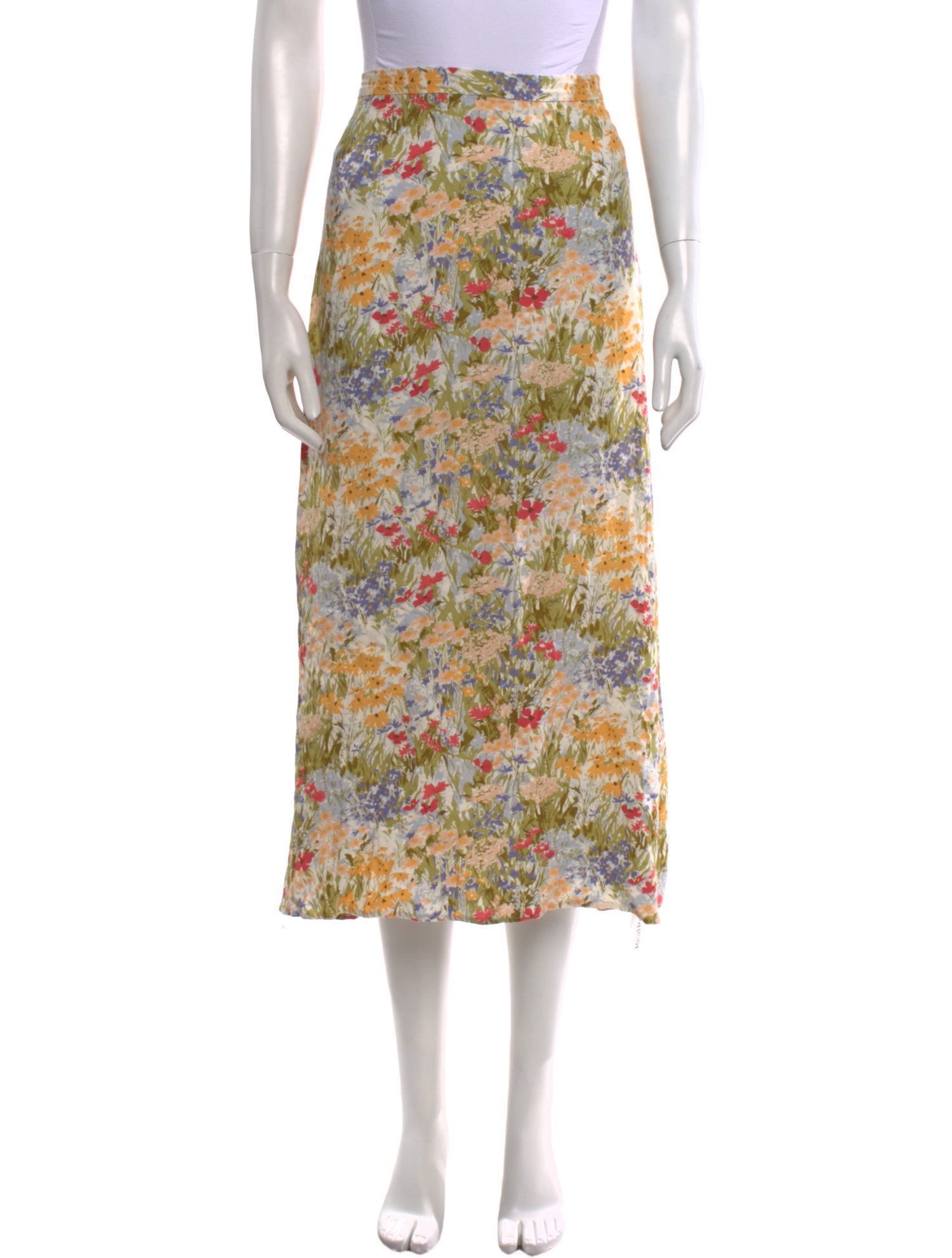 Reformation Floral Print Midi Length Skirt