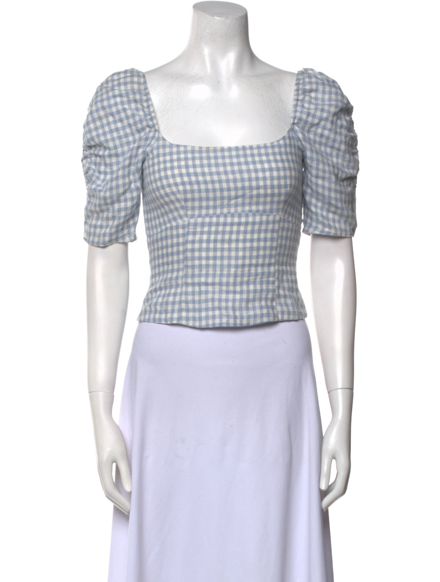 Reformation Linen Plaid Print Crop Top