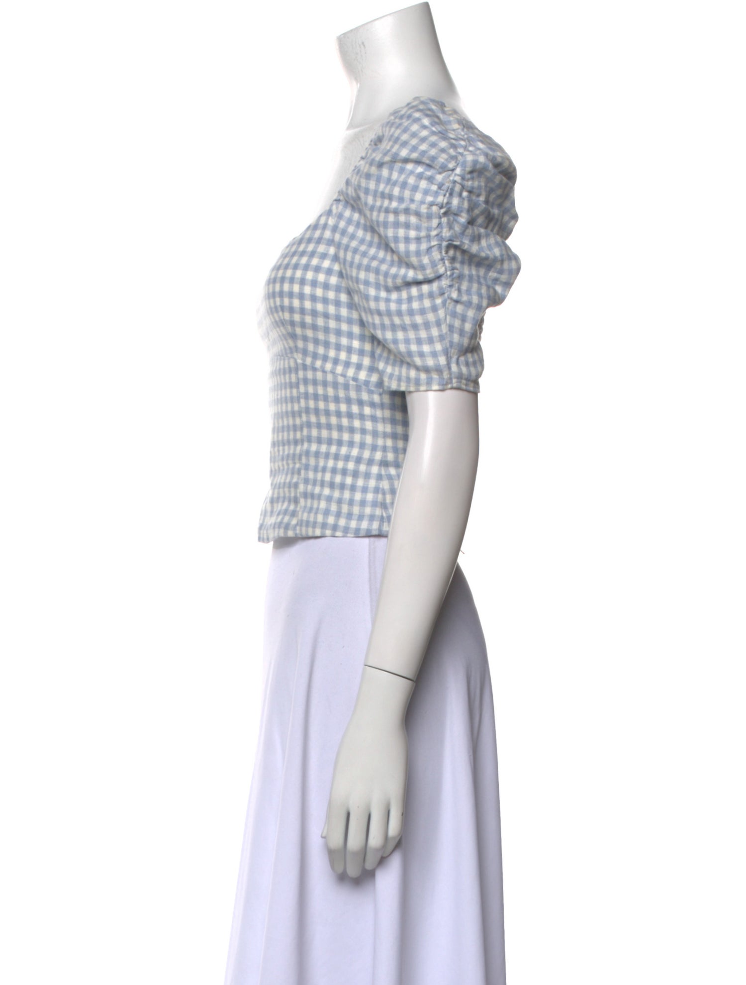 Reformation Linen Plaid Print Crop Top