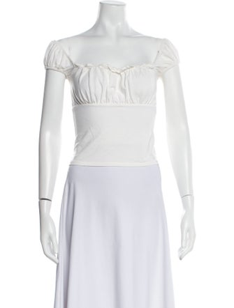 Reformation Square Neckline Short Sleeve Crop Top