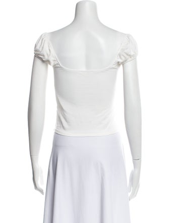 Reformation Square Neckline Short Sleeve Crop Top