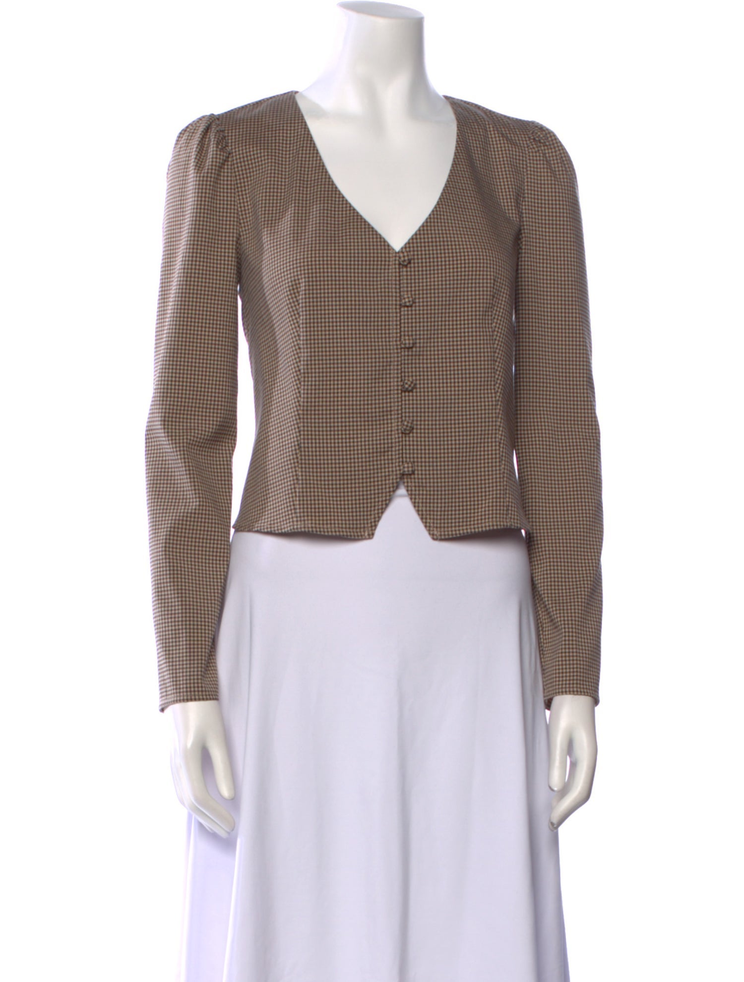 Reformation Plaid Print V-Neck Crop Top