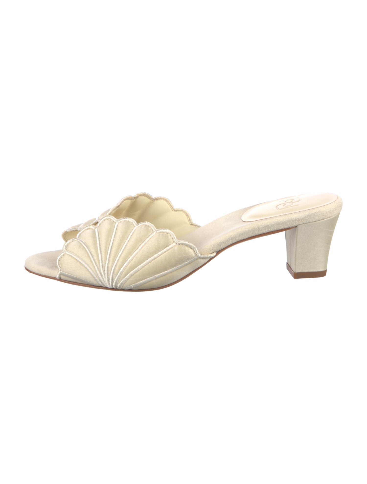 Reformation Satin Scalloped Accent Slides