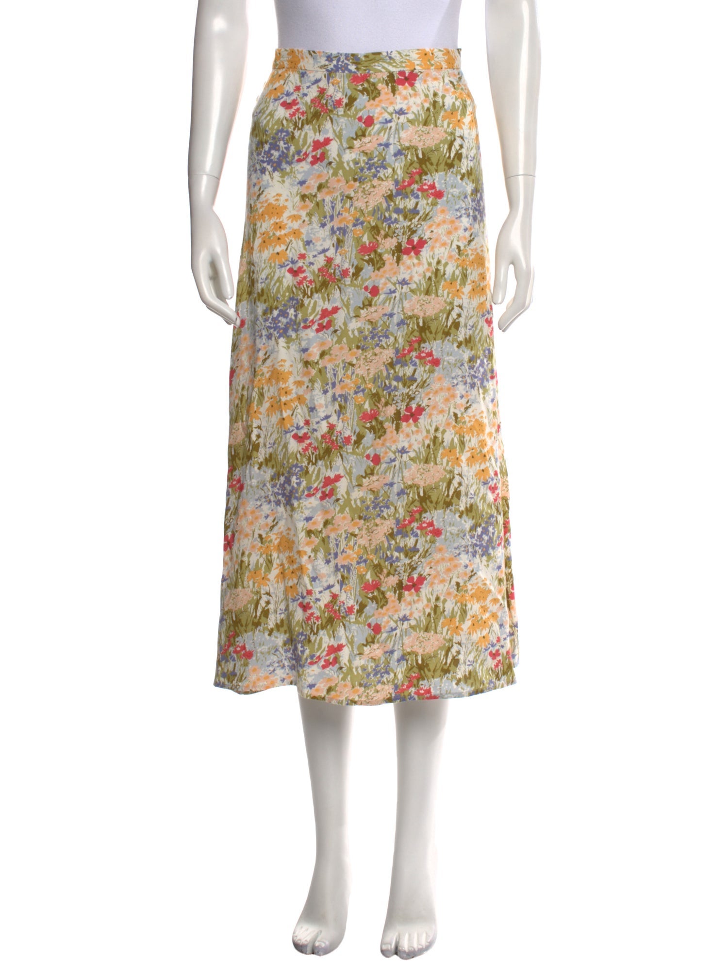 Reformation Floral Print Midi Length Skirt