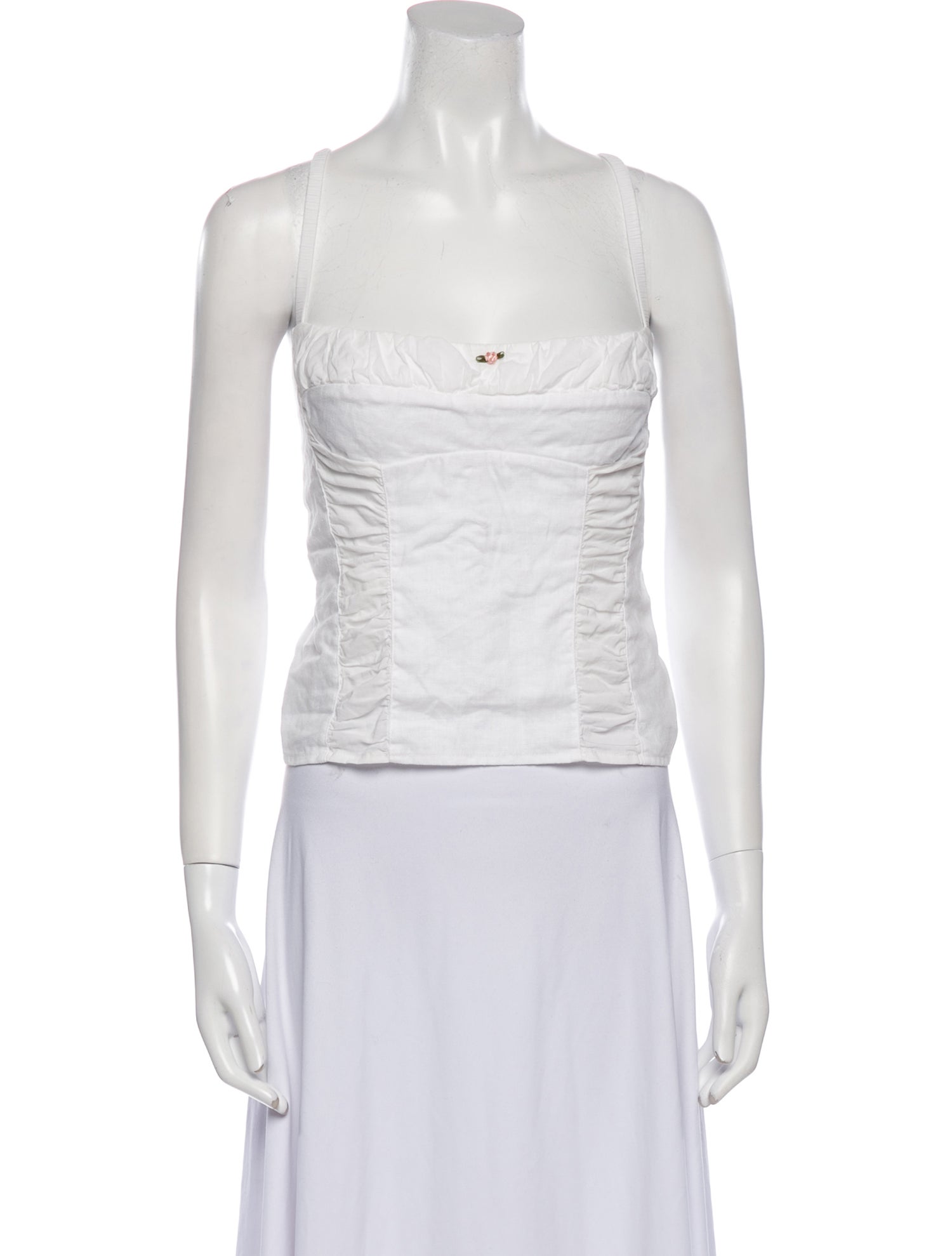 Reformation Linen Square Neckline Crop Top