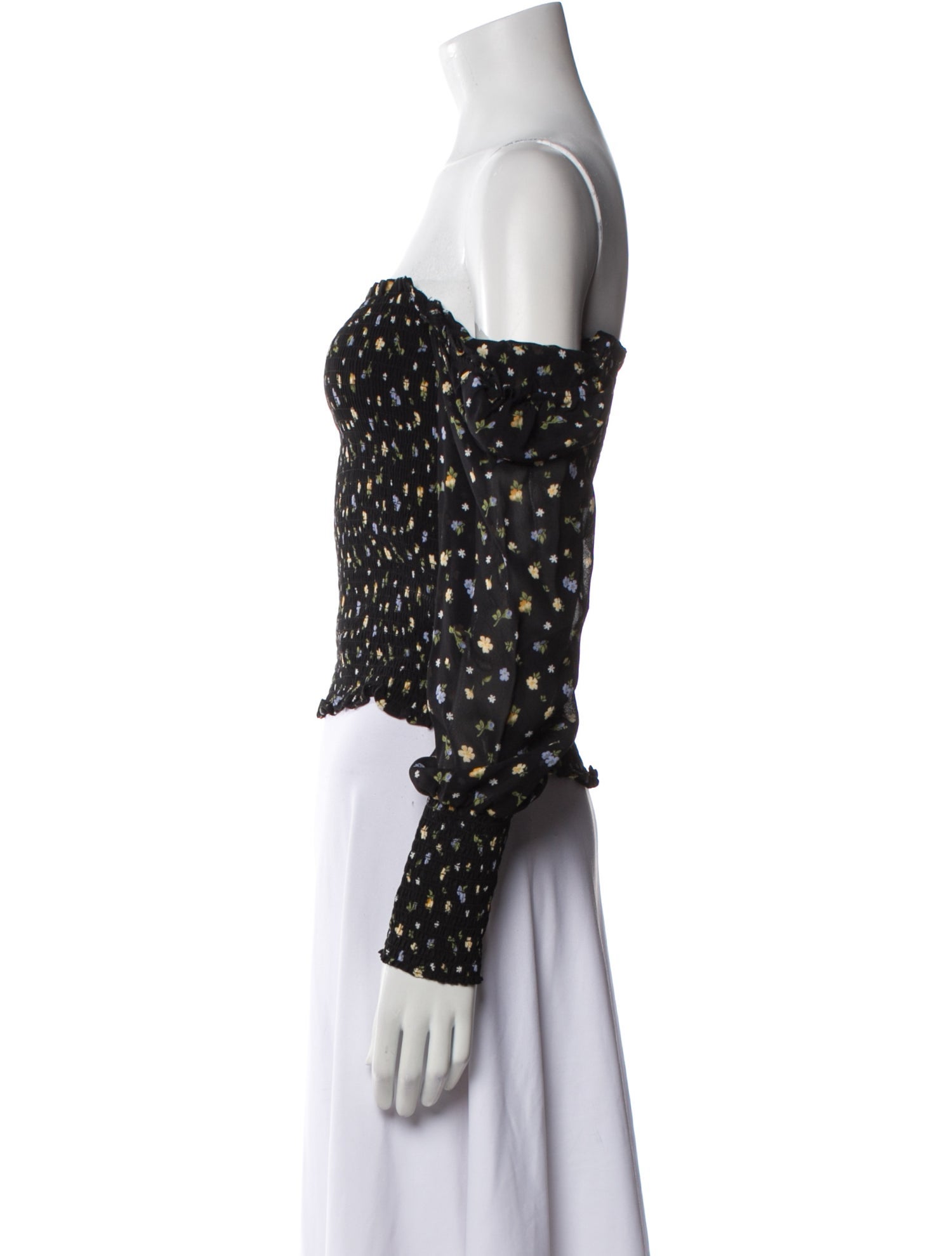 Reformation Printed Off-The-Shoulder Crop Top