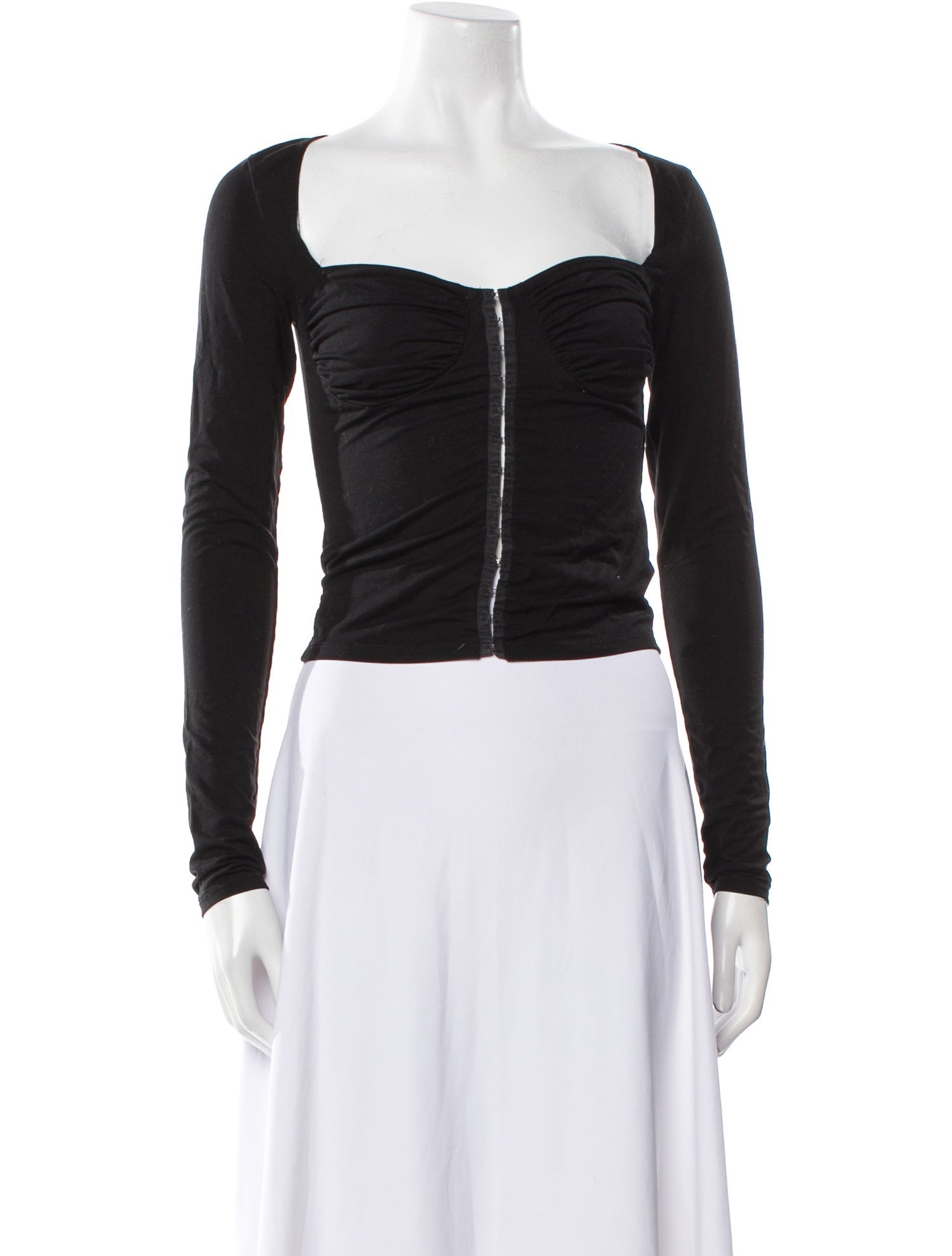 Reformation Square Neckline Long Sleeve Crop Top