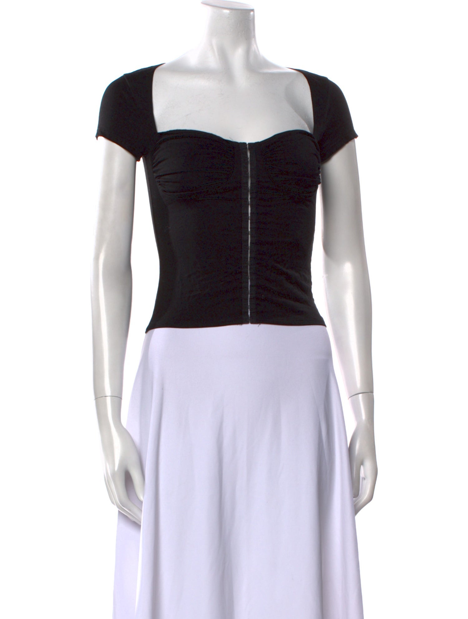 Reformation Square Neckline Short Sleeve Crop Top