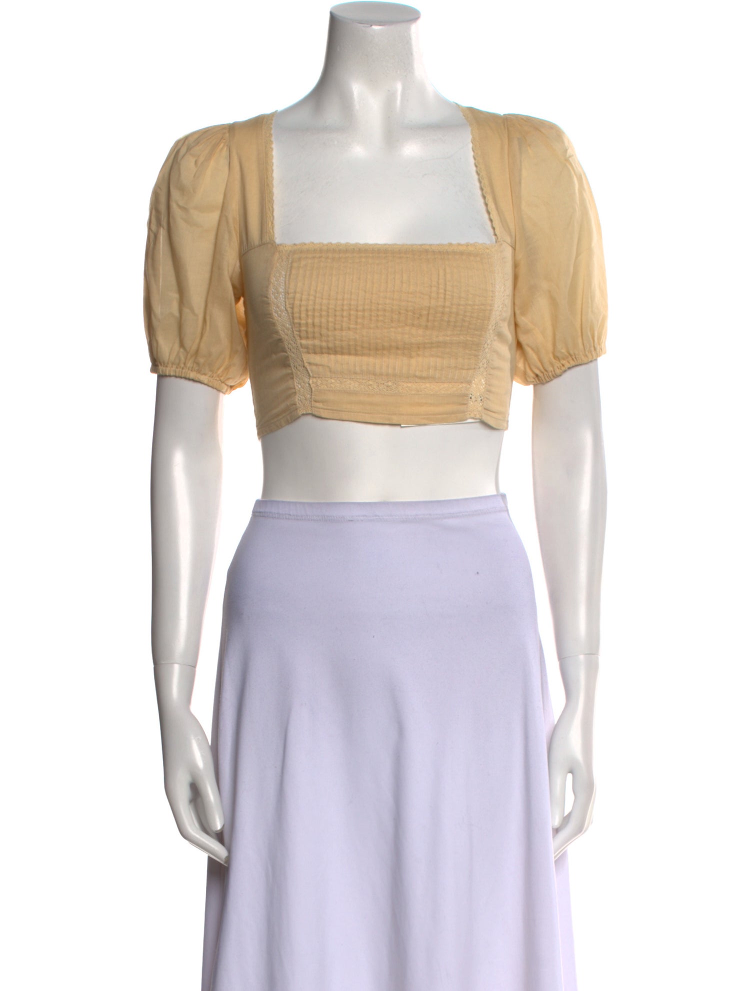 Reformation Square Neckline Short Sleeve Crop Top