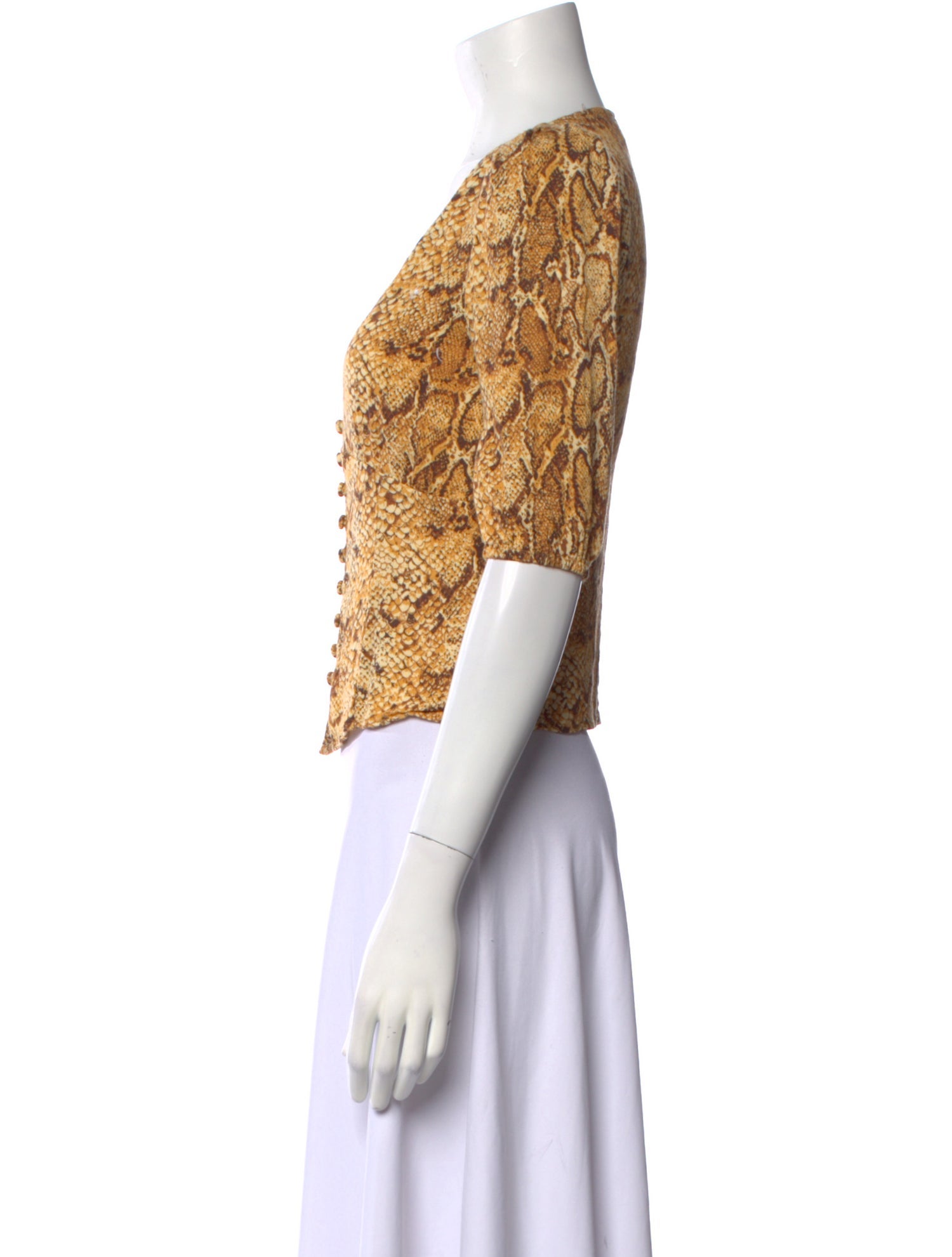 Reformation Animal Print V-Neck Crop Top