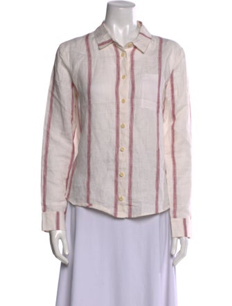 Reformation Linen Striped Button-Up Top