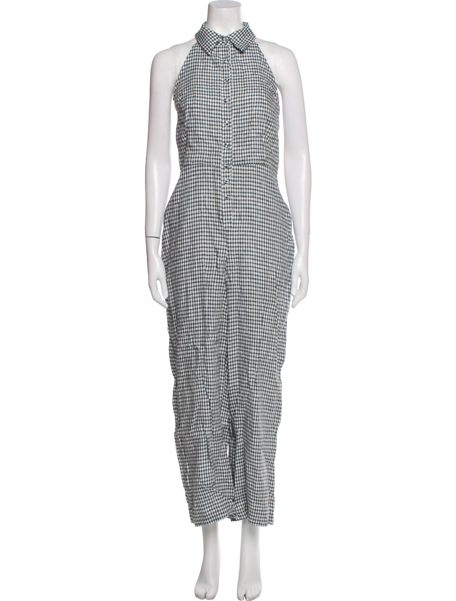 Reformation Linen Plaid Print Jumpsuit w/ Tags