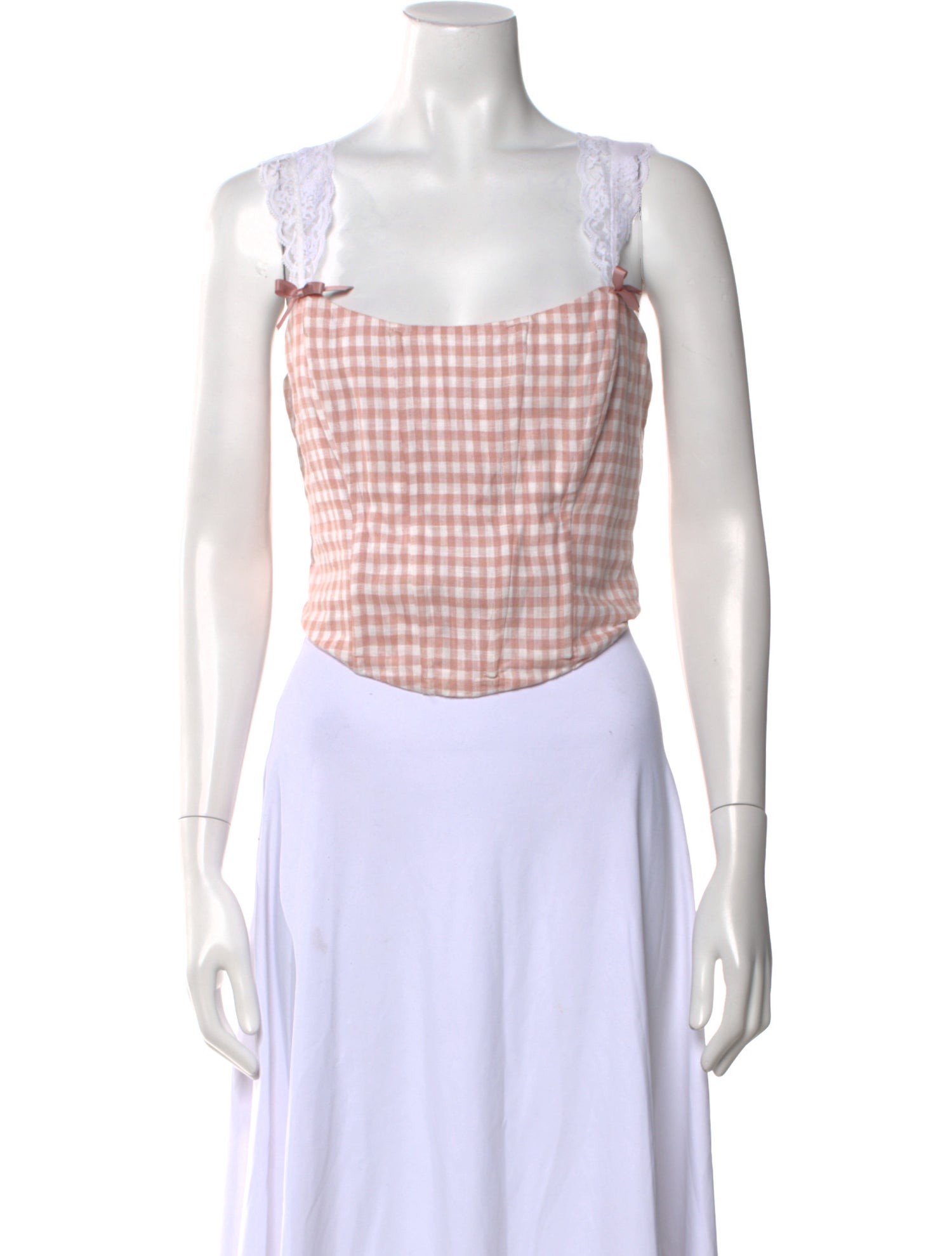 Reformation Linen Plaid Print Crop Top