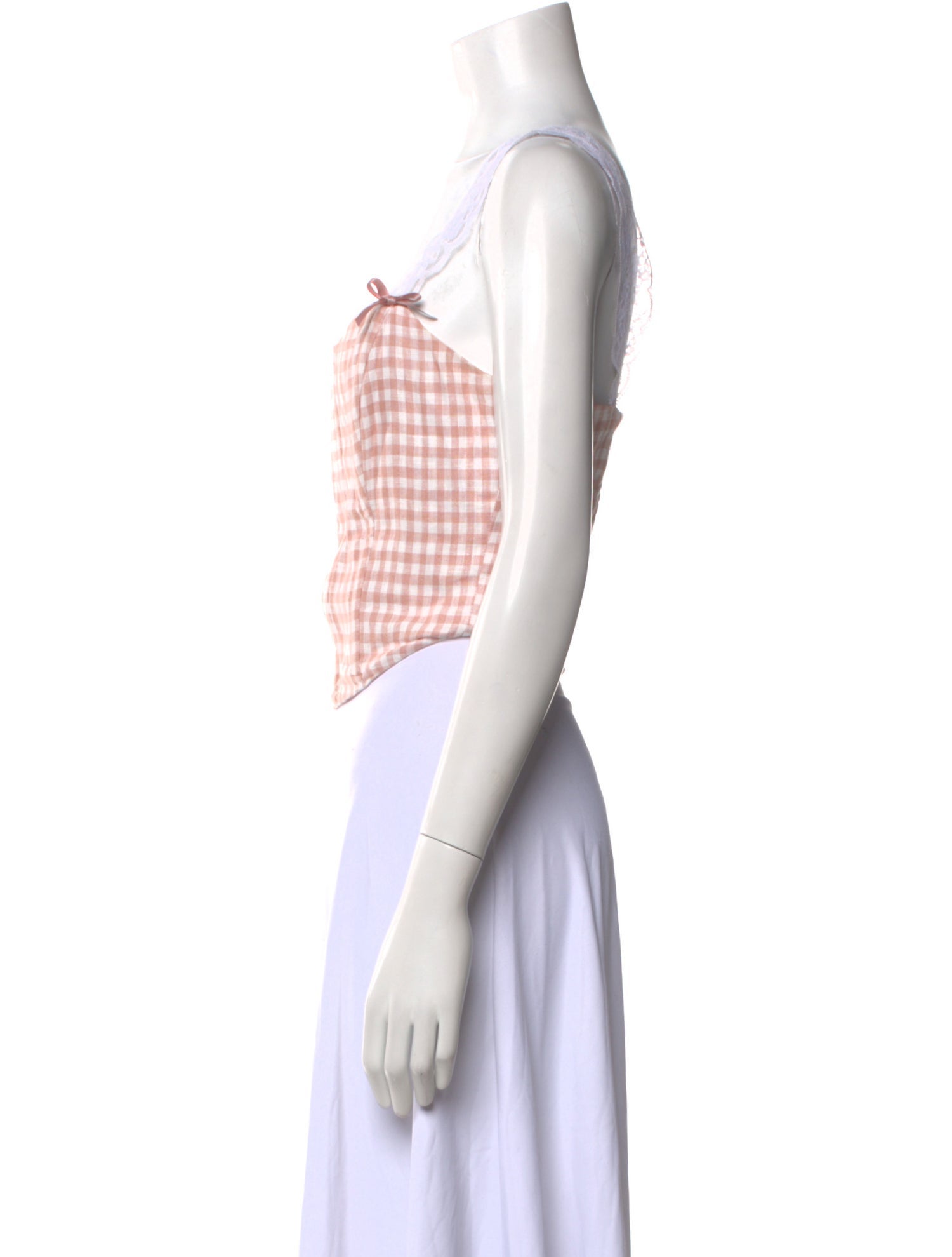 Reformation Linen Plaid Print Crop Top