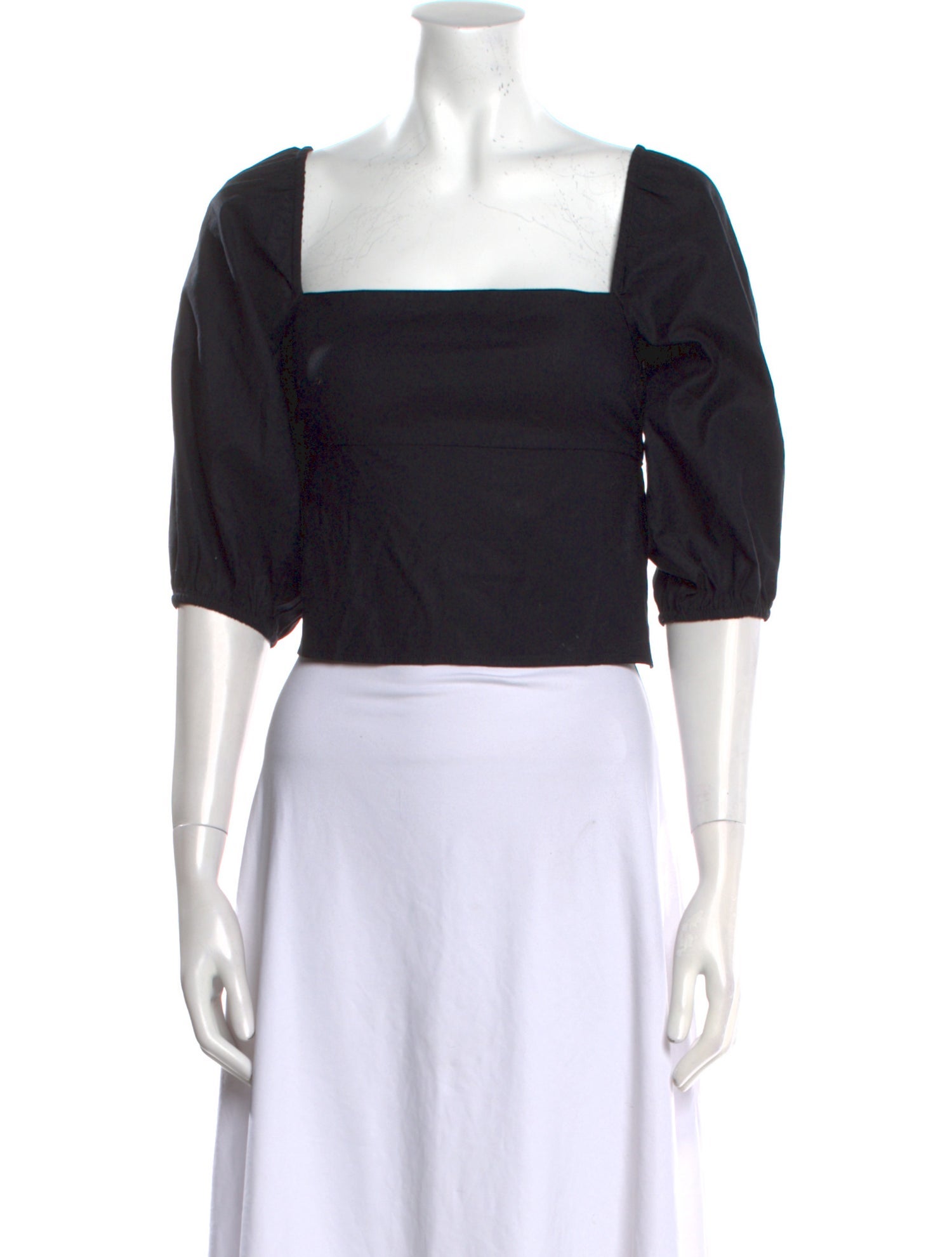 Reformation Square Neckline Three-Quarter Sleeve Crop Top