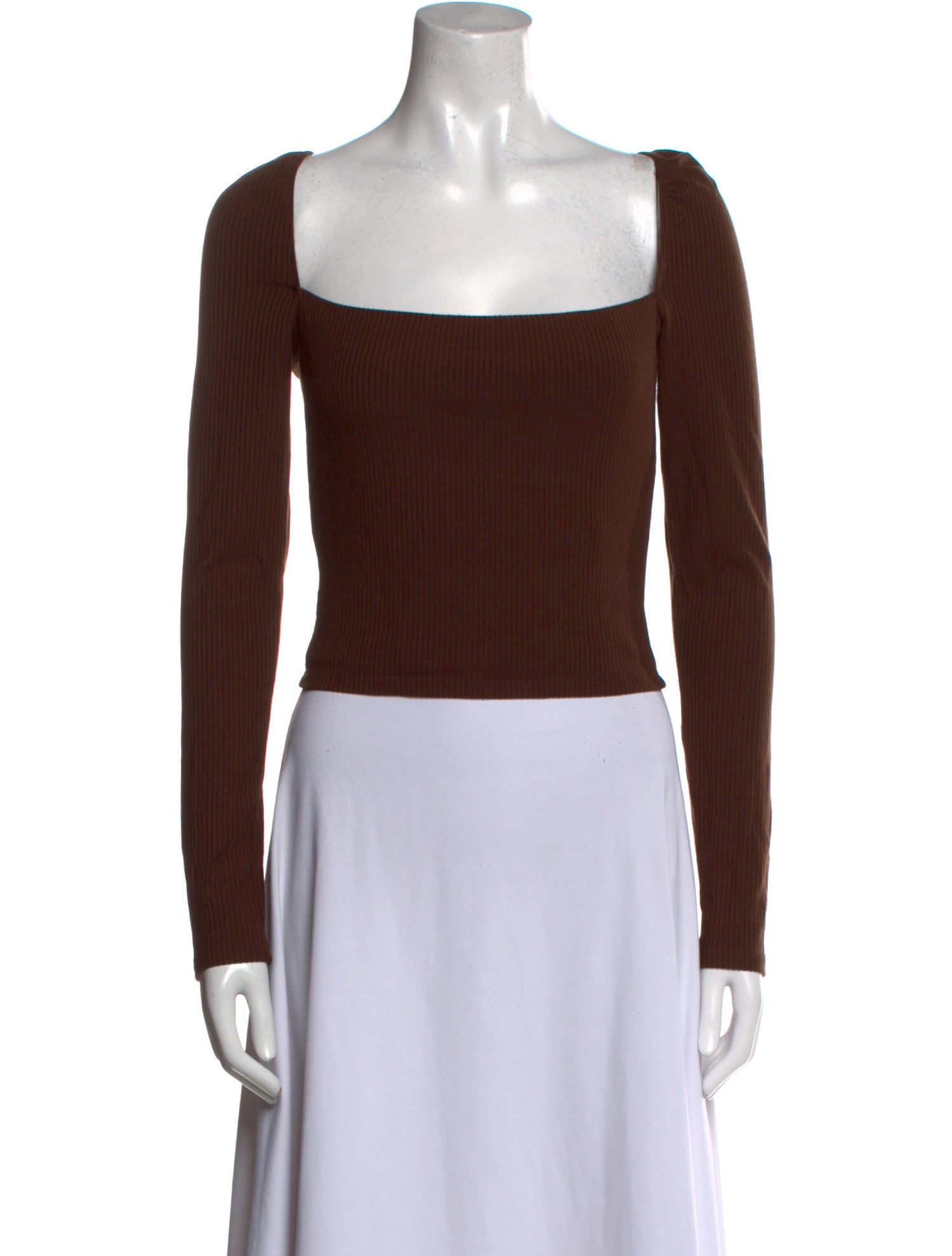 Reformation Square Neckline Long Sleeve Crop Top