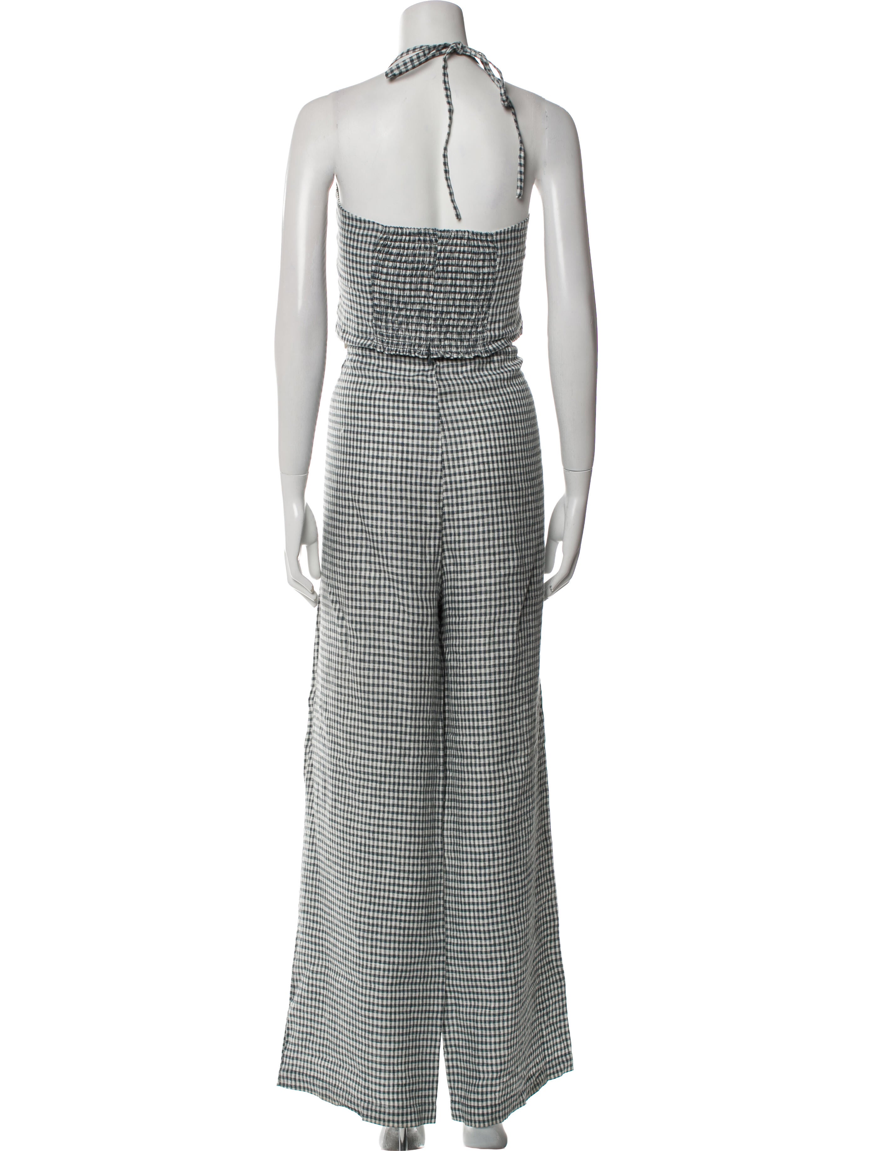 Reformation Linen Plaid Print Pant Set